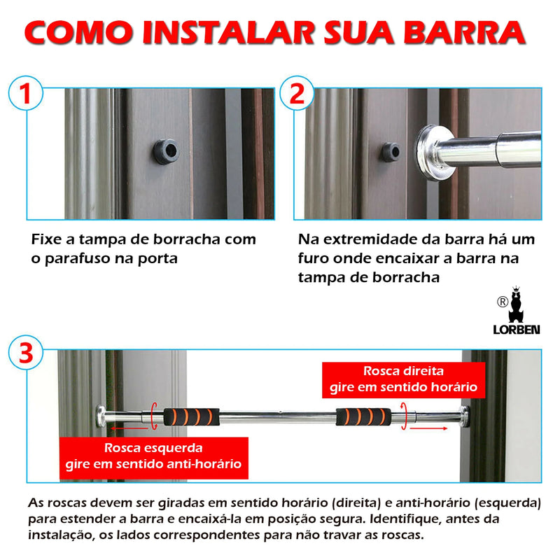 Barra Fixa Horizontal Ajustável para Porta - Treinamento de Costas, Crossfit e Exercícios de Musculação