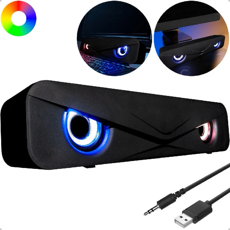 Soundbar com Subwoofer e LED RGB para PC, TV, Computador e Notebook