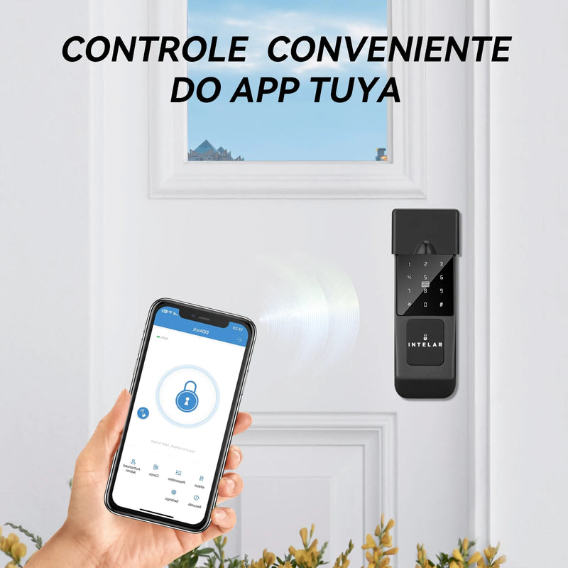 Fechadura Inteligente à Prova d'Água Tuya com WiFi - Impressão Digital, Senha Digital, e Controle Remoto via App