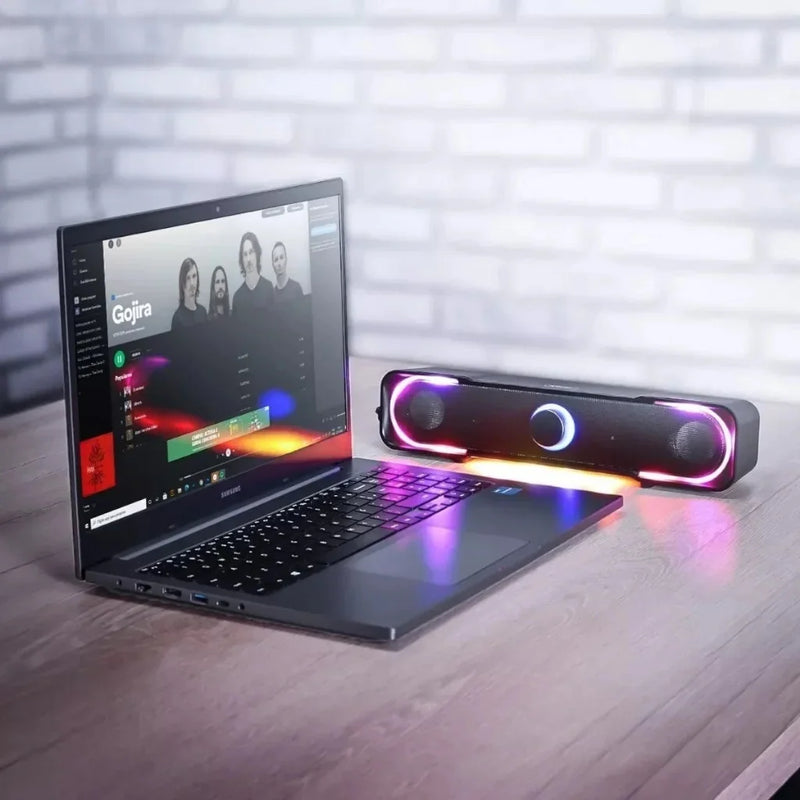 Caixa de Som Soundbar RGB Gamer para PC e Notebook - Conexão P2 e USB