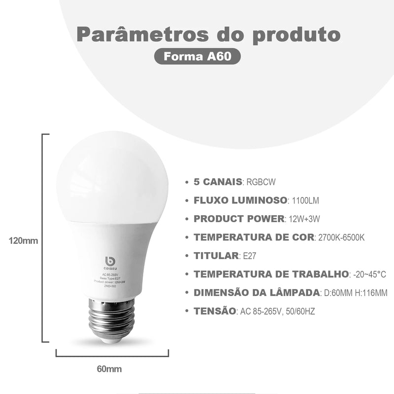 Lâmpada LED Inteligente 15W Compatível com Alexa - Iluminação Smart