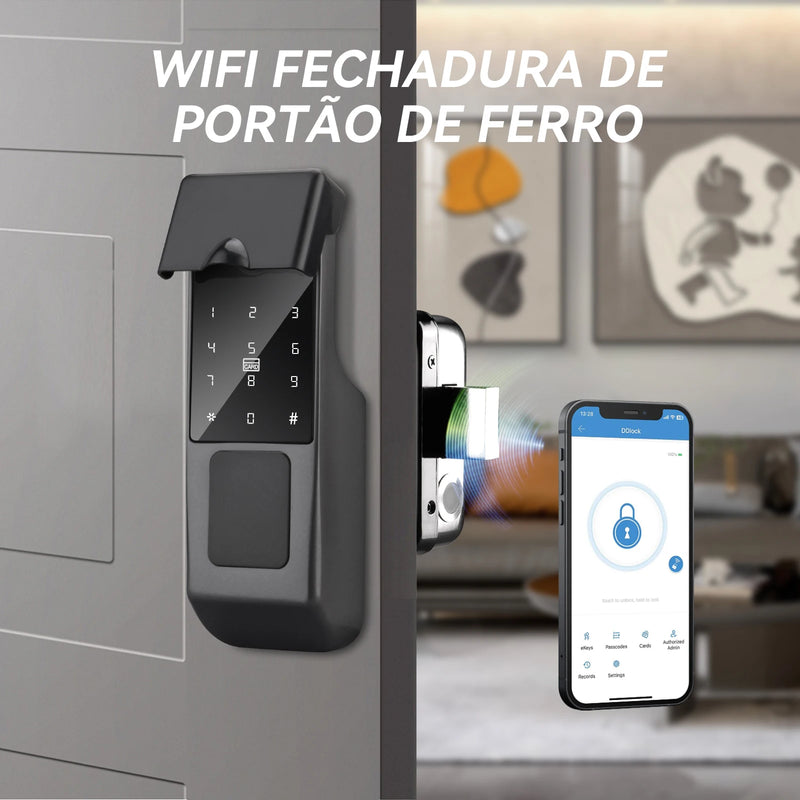 Fechadura Inteligente à Prova d'Água Tuya com WiFi - Impressão Digital, Senha Digital, e Controle Remoto via App