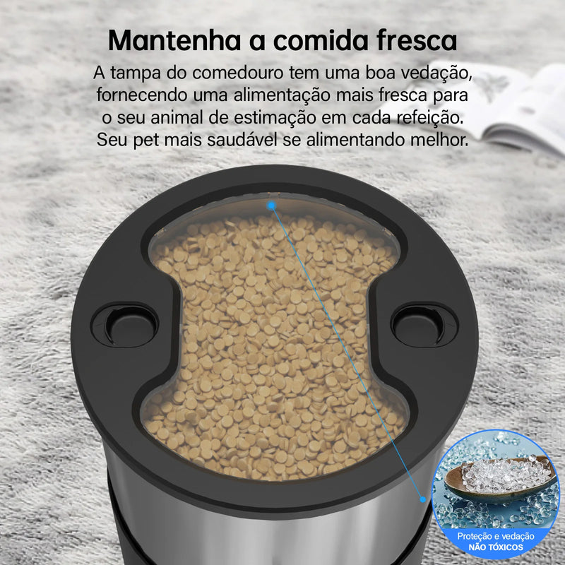 Comedouro Automático Newpet 5L com WiFi e Microfone – Dispensador Inteligente para Pets