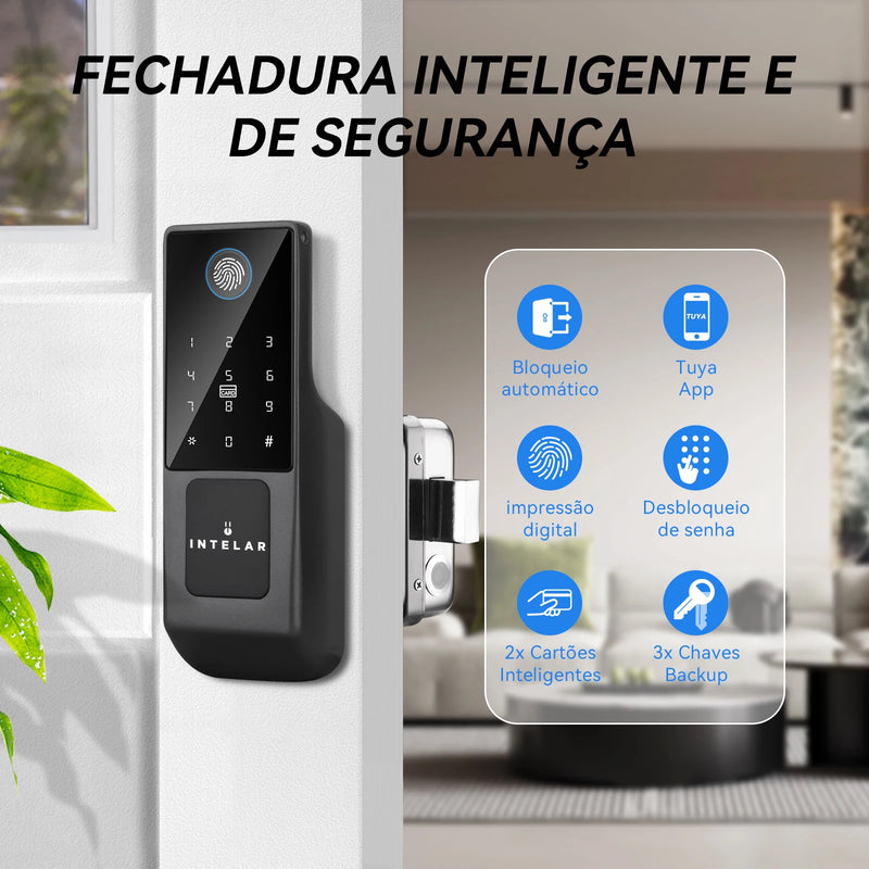 Fechadura Inteligente à Prova d'Água Tuya com WiFi - Impressão Digital, Senha Digital, e Controle Remoto via App