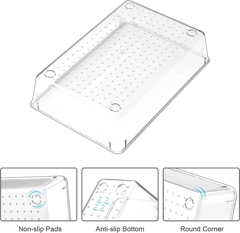 Conjunto de Organizadores de Plástico Transparente para Gavetas - 13 e 25 Peças