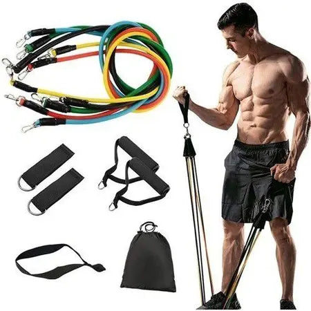 Kit 11 Elásticos Extensores para Treino Funcional e Musculação - Academia em Casa